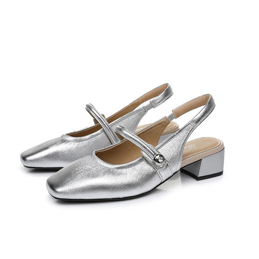 丁摩 软羊皮方头一字扣凉鞋女夏季新款真皮仙女芭蕾风软底后空女鞋5ZF-061 商品图7