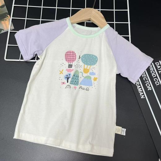 【选2件15元-NO退】100码紫色拼白插肩袖短袖-微脏-喜出 商品图0