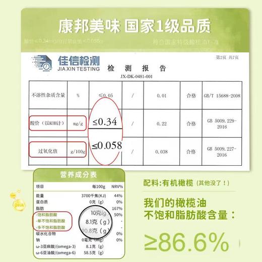康邦美味 有机橄榄油 1瓶*1.6L 厂家直发 商品图4