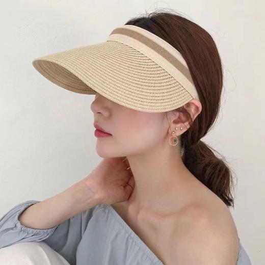 「数款可选」夏季草编空顶帽防晒网红同款遮脸发箍太阳帽出游骑行沙滩遮阳帽女配饰 商品图0