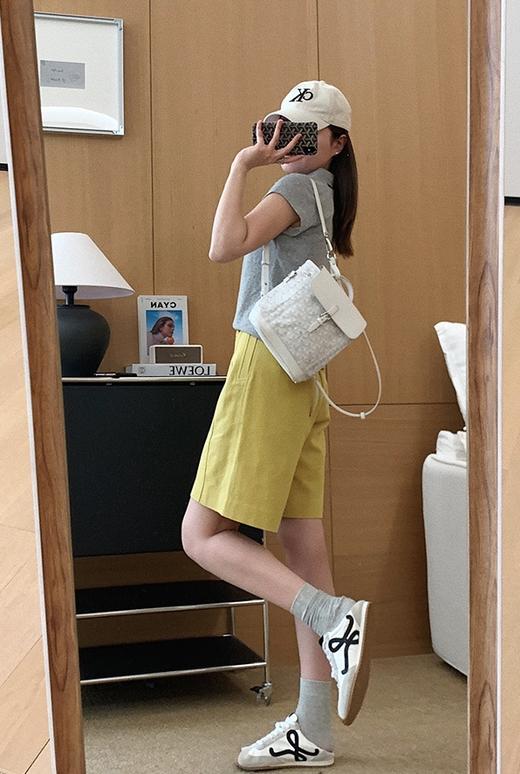 百慕老钱风后松紧微阔腿天丝亚麻显瘦五分中裤 商品图6