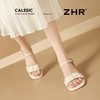 ZHR时装粗跟凉鞋2025夏季新款洋气褶皱一字凉鞋女网红ins高级女鞋 商品缩略图5