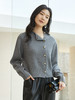 秋季新款灰色针织开衫女圆领斜扣设计感小众短款修身显瘦毛衣外套 商品缩略图0