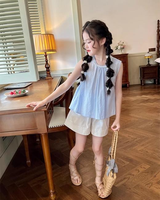 🔗解锁夏日甜妹新公式🍉甜妹出街 | 氛围感穿搭绝了❗️【韩版无袖背心娃娃衫套装】 被追着夸的童装穿搭！女儿穿上秒变童话小公举👑 一套轻松出街，简约高级感拿捏🤏 商品图4