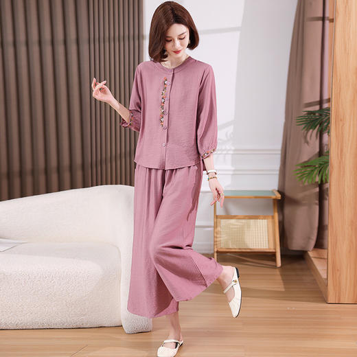 时尚衬衫九分裤两件套装加肥加大码中老年妈妈女装夏 商品图2