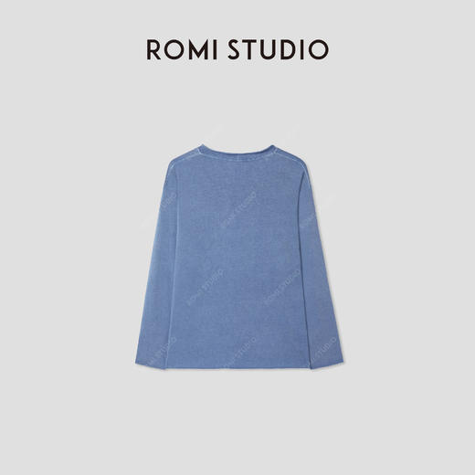 ROMI STUDIO“松弛随性”舒适全棉圆领卷边宽松长袖T恤 RWCRS64047 商品图2