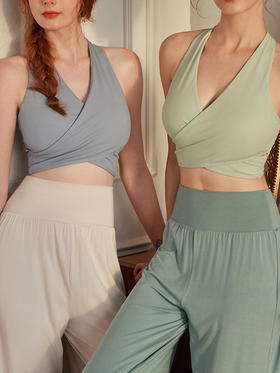 高端仙气带胸垫无痕运动美背内衣背心式V领瑜伽背心LS762