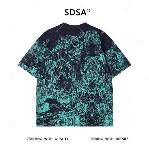 T3915夏季高级感新款男士美式满天星撞色印花短袖T恤圆领潮流百搭上衣 商品图5