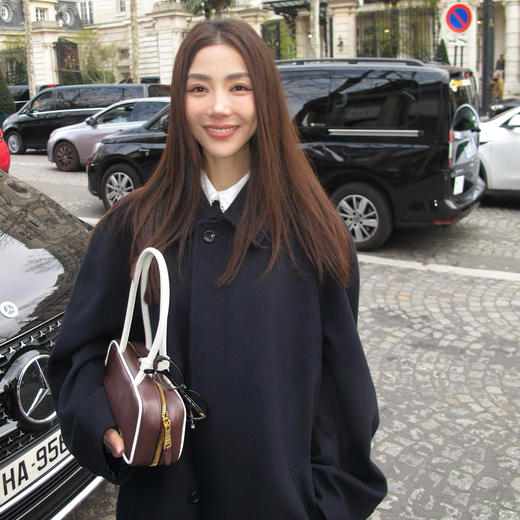 ROMI STUDIO 全粒面头层牛皮革双拉链拼色复古手提包 RWCLP33528 商品图2