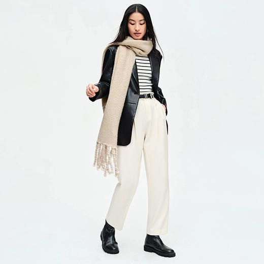 【轻薄绒锥形裤】simplepieces冬SPS休闲裤女新四面弹双褶奶奶裤 商品图5