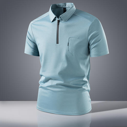 【抗菌凉感醋酸亚麻桑蚕丝】罗蒙男士防紫外线夏季短袖polo衫商务休闲男体恤 商品图3