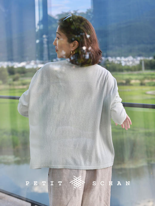 PETIT SCHAN小闪 CLO#844 Mist-veiled Silk 软烟罗 棉麻混纺斜摆针织衫 商品图5