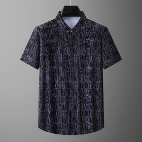 【拉链款】【DPX】大依优型大码冰丝短袖花衬衫夏装半袖衬衣胖子时尚休闲色百搭免烫上衣胖子男士
