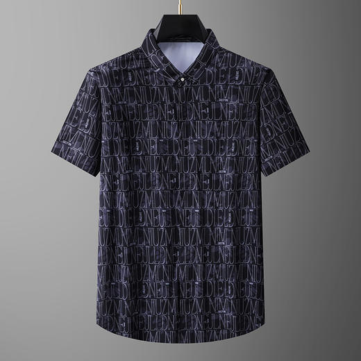 【拉链款】【DPX】大依优型大码冰丝短袖花衬衫夏装半袖衬衣胖子时尚休闲色百搭免烫上衣胖子男士 商品图0