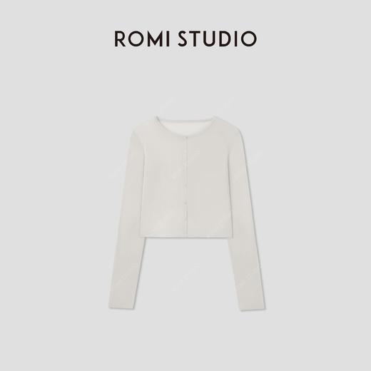 ROMI STUDIO 醋酸长绒棉混纺夏季轻薄花纱圆领针织开衫RWCRST3827 商品图2