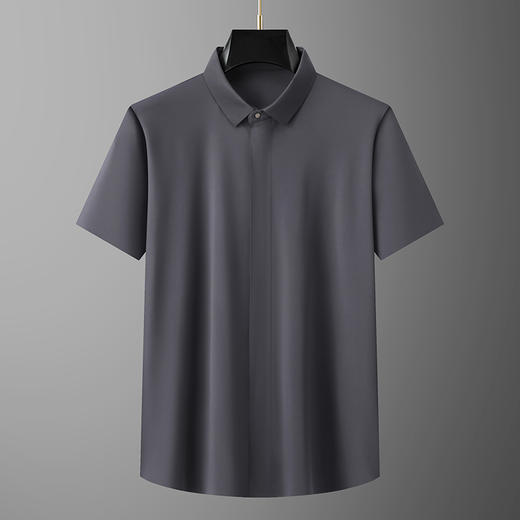 【拉链款】【DPX】大依优型大码冰丝短袖衬衫夏装半袖衬衣胖子时尚休闲色百搭免烫上衣胖子男士 商品图1