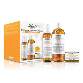 【金盏花三步骤礼盒】Kiehl＇s/科颜氏金盏花三件套盒面霜100ml+洁面230ml+爽肤水500ml 香港直邮C