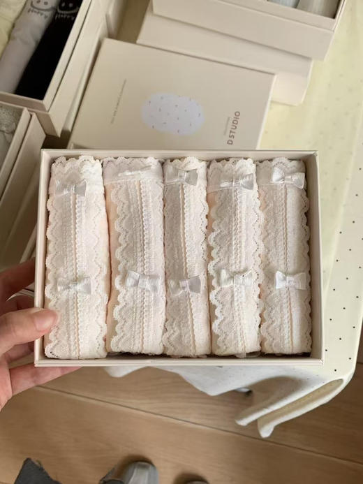 5条装！仙仙奶油蕾丝内裤7A抑菌内裤 提花褶皱肌理 温柔清新颜值拿捏少女心 商品图0