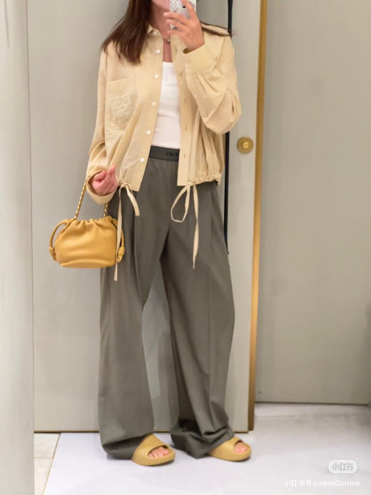 617-4 独家圆正 Lew 锦棉 抽绳衬衫 松紧腰阔腿裤 商品图1