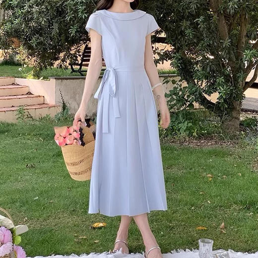 裁缝学苑AH20设计感系带船领小飞袖连衣裙纸样女装裙子打版裁剪图 商品图1