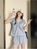 夏季最后清仓-NO退 套装【韩系2025】2551 V领褶皱上衣➕短裤两件套-喜出 商品缩略图2