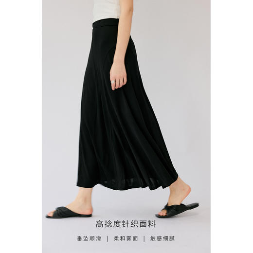 HeyDress法式半身裙女夏季高腰显瘦垂感黑色a字斜裁拼接气质半裙 商品图1