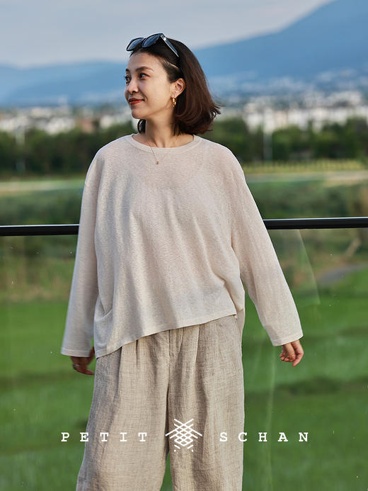 PETIT SCHAN小闪 CLO#844 Mist-veiled Silk 软烟罗 棉麻混纺斜摆针织衫 商品图2