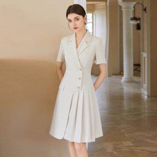 IWY/米白色主持西装职业连衣裙女夏教师演讲比赛公务员面试正装Q1382 商品图2