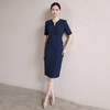 IWY/高级感藏青色双排扣西装裙主持人收腰显瘦短袖连衣裙女WQ179 商品缩略图1