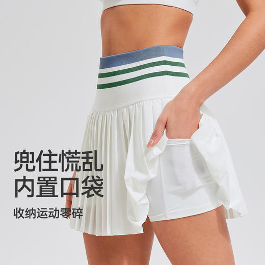 【2025上新】高腰A字百褶裙防走光遮胯跑步显瘦运动透气网球假两件A字裙 商品图6
