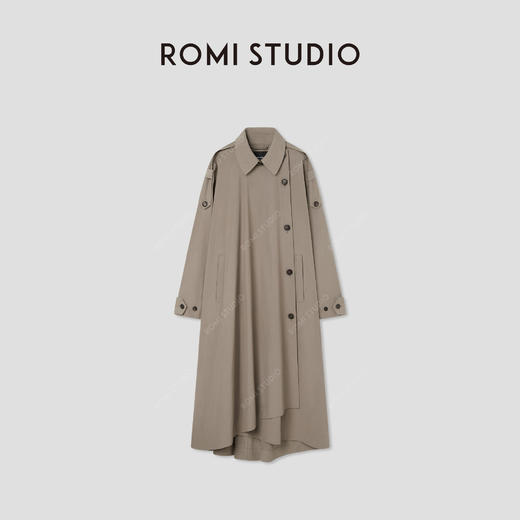 ROMI STUDIO 100%匹马棉轻薄不规则裁剪设计感风衣 RW25SWG0077 商品图0