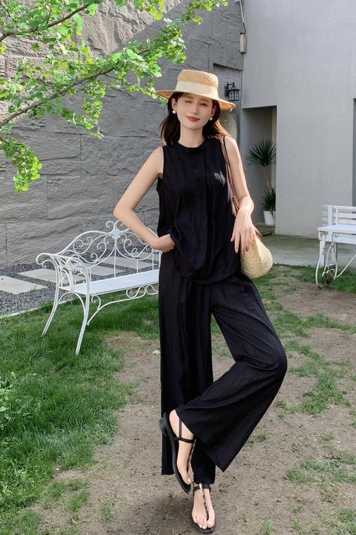 ESTELLICA 黑色休闲气质小众设计无袖套装 20653 商品图3