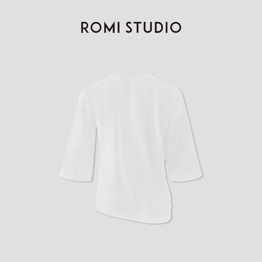 ROMI STUDIO 简约设计感不规则下摆舒适全棉短袖T恤 RWCRS64100 商品图1