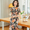 「自」全新升级【铂金会员220/天猫299/差价79】(13837)洛诗琳气质乔其纱印花连衣裙2025夏季国风改良旗袍连衣裙 商品缩略图3