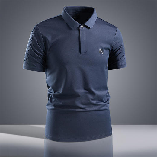 【凉感防紫外线含亚麻桑蚕丝】罗蒙男士夏季Polo衫7A抗菌舒适休闲醋酸冰丝t恤男短袖男 商品图4