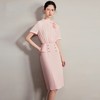 IWY/名媛风衬衫裙子新款粉色连衣裙女气质收腰接拼西装裙职业装Q1363-P 商品缩略图4