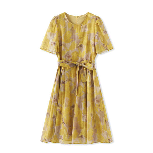 「高货wl」全新升级【铂金会员293/天猫399/差价106】(10151)洛诗琳气质名媛印花连衣裙2025夏季新款绑带收腰A字大摆裙 商品图4