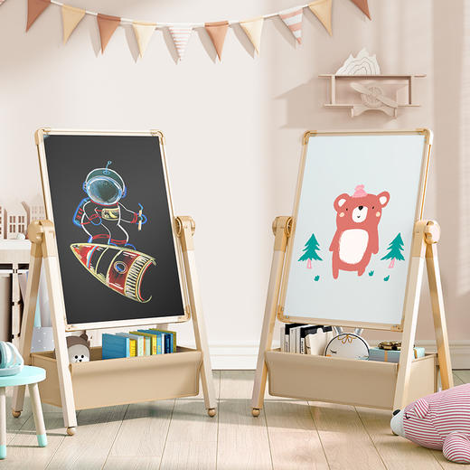【快乐小画家，绘制梦想~】儿童画板磁性可消除 儿童画板套装 画板可擦写 超大儿童画板磁性画架-QQ 商品图0