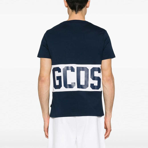 GCDS 男士字母徽标印花棉质圆领短袖T恤 深蓝色 B1XM2314JA3 77 商品图1