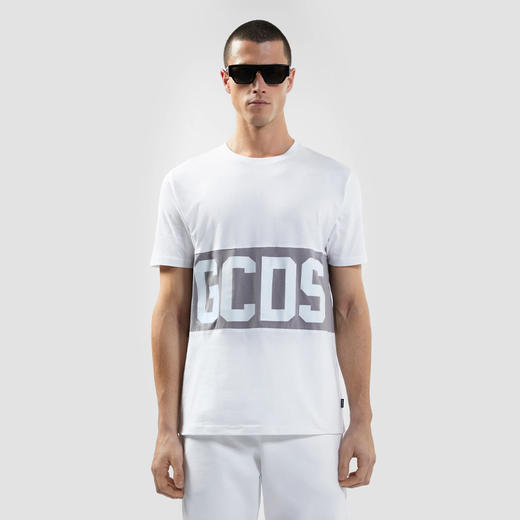 GCDS 男士字母徽标印花棉质圆领短袖T恤 白色 B1XM2314JA3 10 商品图1