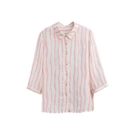 绽放340朵/【海街日记】苎麻天丝波浪纹印花衬衫翻领七分袖防晒衫 商品图4