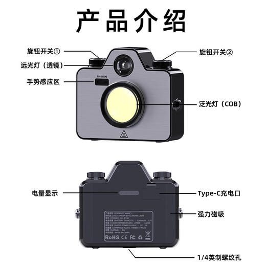 【新款户外露营灯】超长续航超轻强光摆摊照明灯 便携式多功能野营灯  商品图3