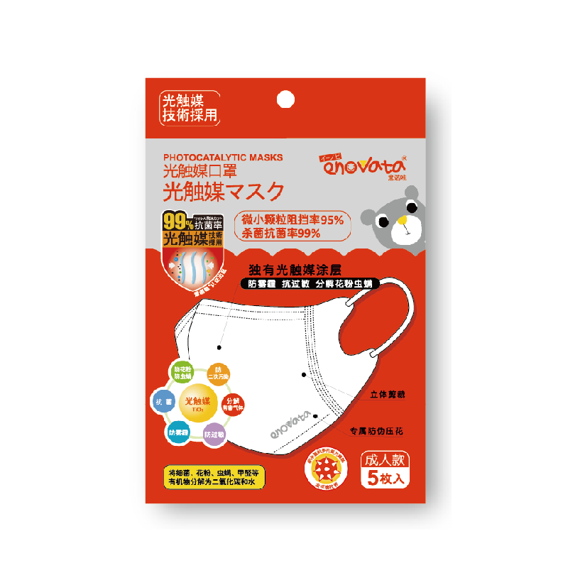 【意诺唯】抗雾霾利器-会自洁的光触媒口罩25个装