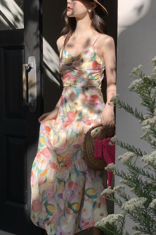 SIA SAYLOR 法式油画感吊带连衣裙 20630 商品图0