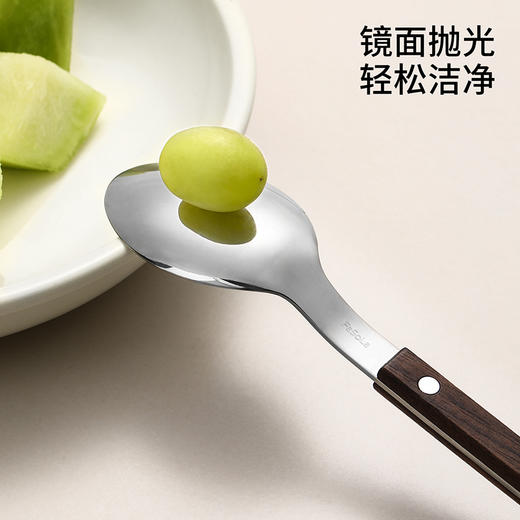 FaSoLa西餐刀叉勺三件套304不锈钢牛排刀叉复古高级感胡桃木餐具 商品图3