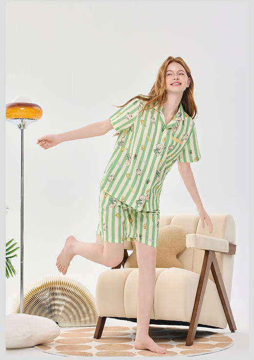 限时9折【纱布黄绿条纹款】A类纯棉双层纱 柔软透气 0甲醛 0致癌芳香胺DKW997-CC 商品图1