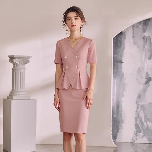 IWY/气夏季新款粉色假两件连衣裙修身显瘦气质女神范儿正装Q1388 商品图4