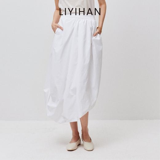 LIYIHAN设计感时尚气质休闲不规则棉感中长款半裙 商品图0