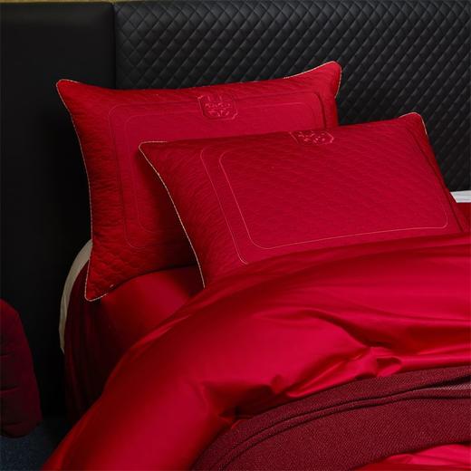 自然醒160支长绒棉臻棉系列婚庆款多件套大红色龙凤婚房全棉喜被子结婚四六十件套GDS 商品图7