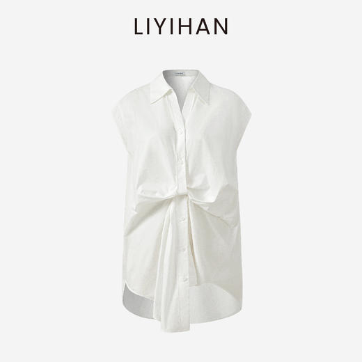 LIYIHAN织梦  25夏新款扭结廓形短袖衬衫法式翻领设计感宽松时尚 商品图4